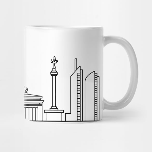 Berlin Skyline in black with details by Mesyo